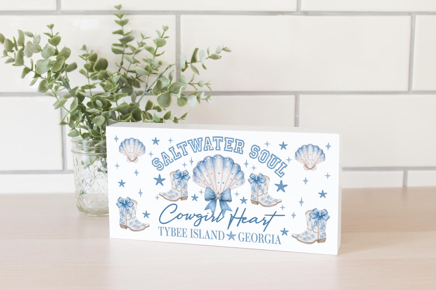 5x10 Wood Block Horizontal-Love+Local Coastal Cowgirl -2