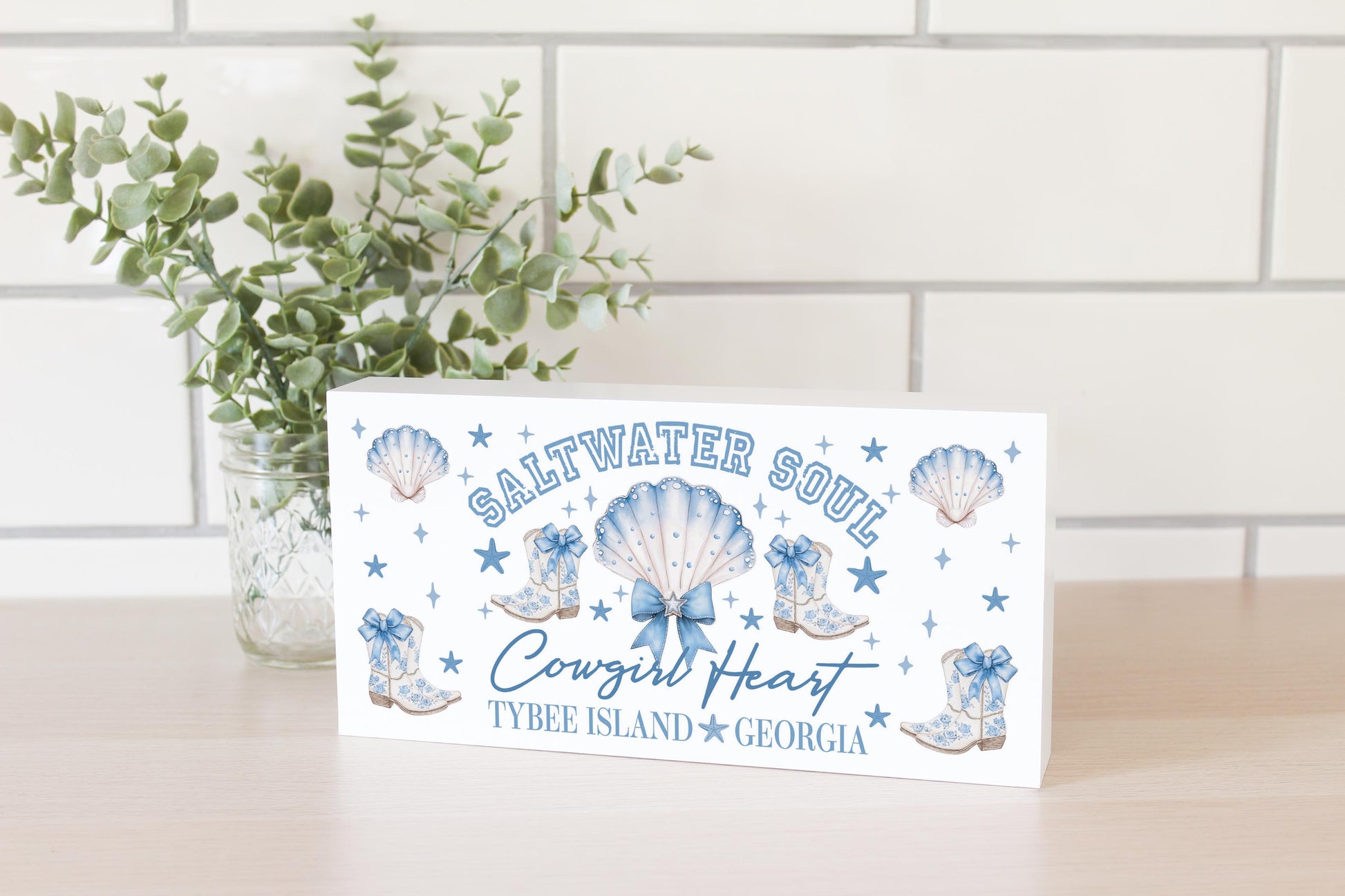 5x10 Wood Block Horizontal-Love+Local Coastal Cowgirl -2