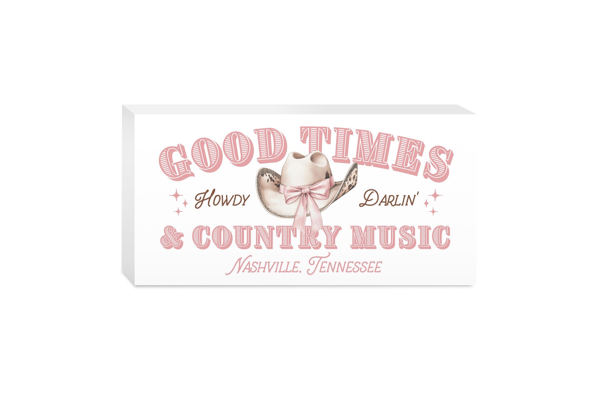 5x10 Wood Block Horizontal-Love+Local Coquette Cowgirl -0