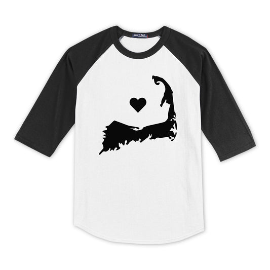 Sport-Tek® Youth Colorblock Raglan Black/White-Cape Cod Heart
