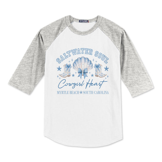 Sport-Tek® Youth Colorblock Raglan Grey/White-Love+Local Coastal Cowgirl -0