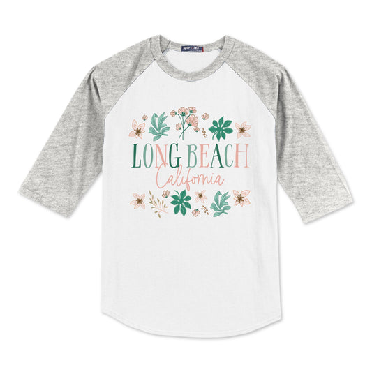 Sport-Tek® Youth Colorblock Raglan Grey/White-Love+Local Lush Tropics -0