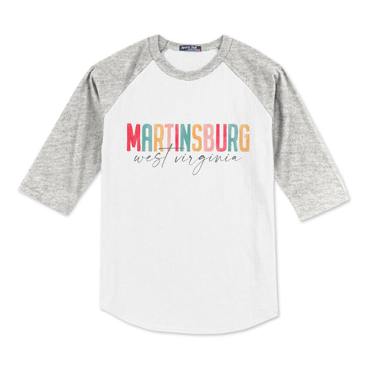 Sport-Tek® Youth Colorblock Raglan Grey/White-L+L Watercolor City -0