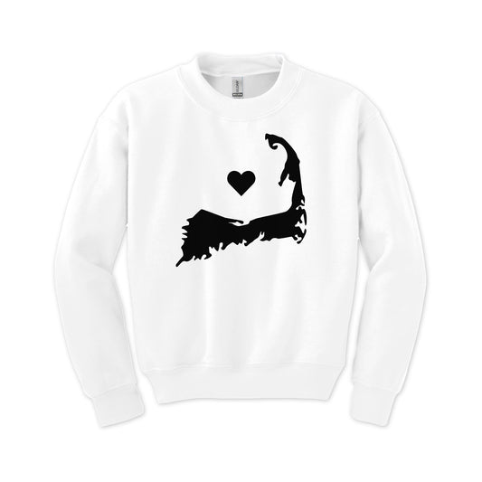 Gildan Youth Crewneck White-Cape Cod Heart