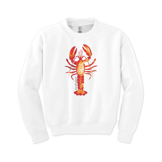 Gildan Youth Crewneck White-Kennebunkport Maine Orange Lobster