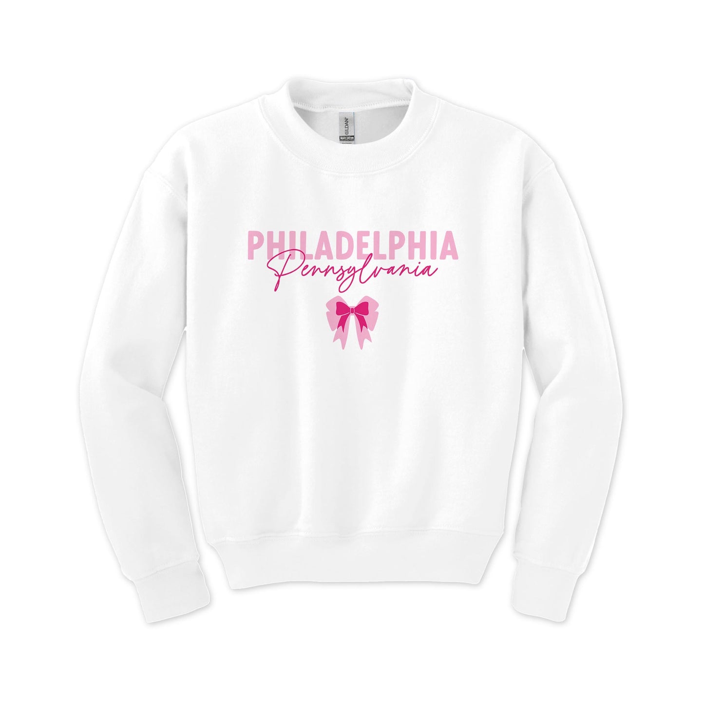 Gildan Youth Crewneck White-Love+Local Bonita Bows -0