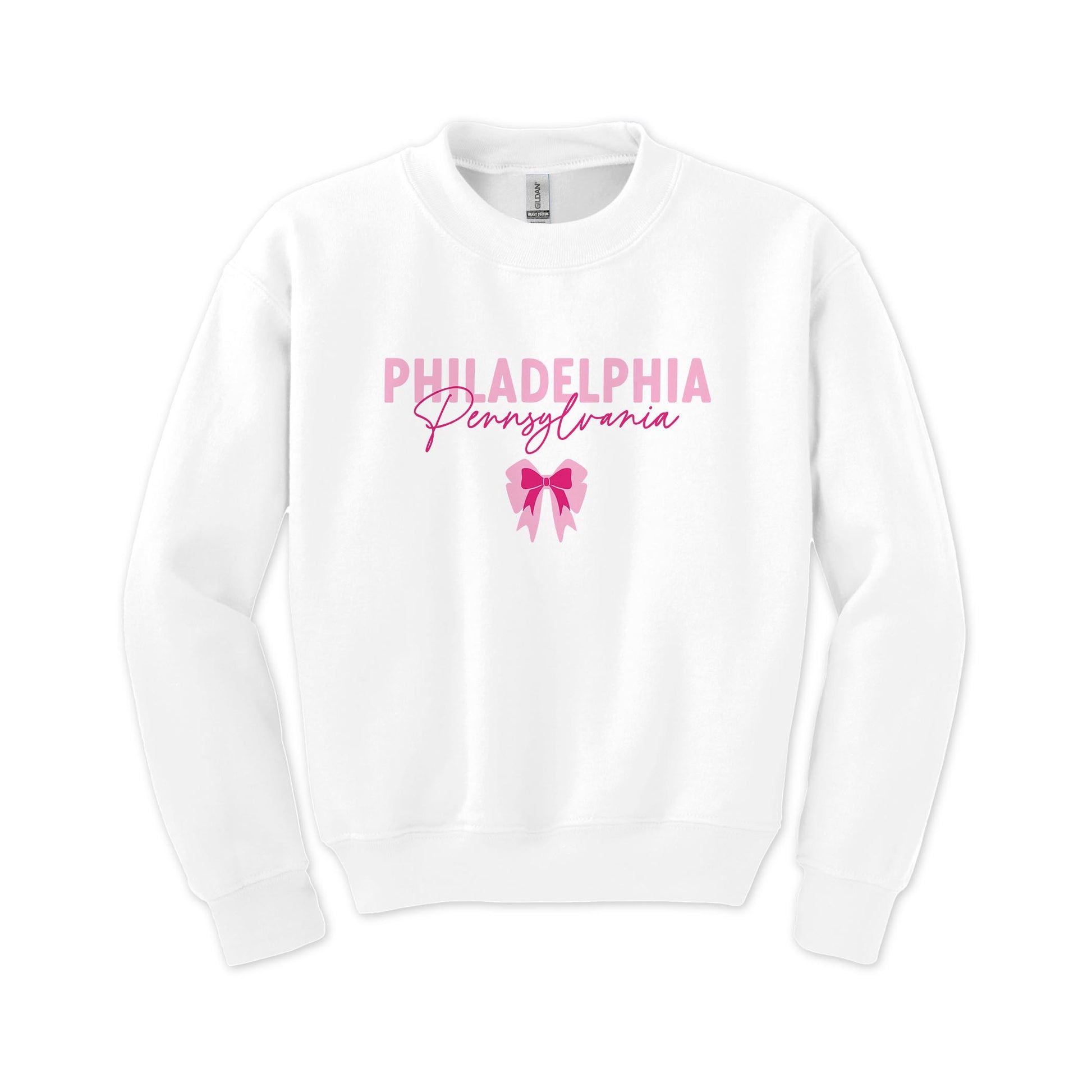Gildan Youth Crewneck White-Love+Local Bonita Bows -0