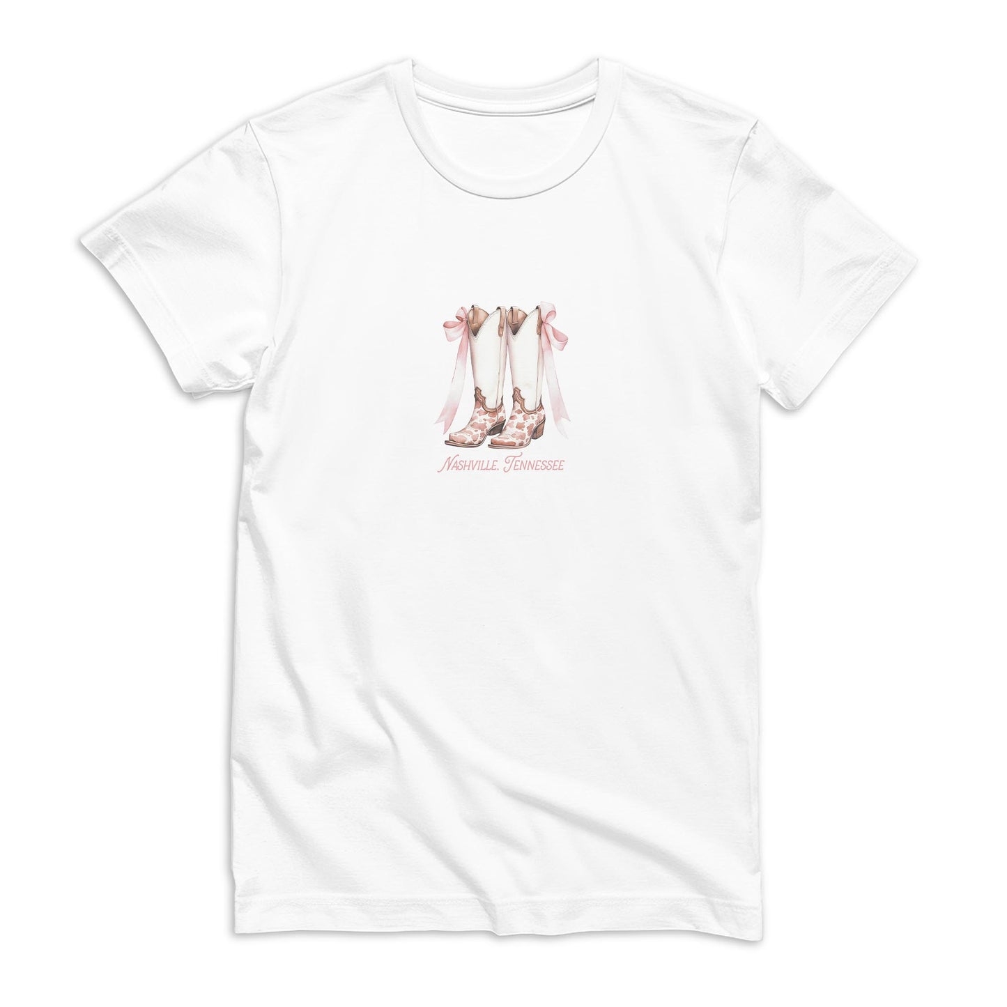 Bella Canvas Youth T-Shirt White-Love+Local Coquette Cowgirl Boots -0