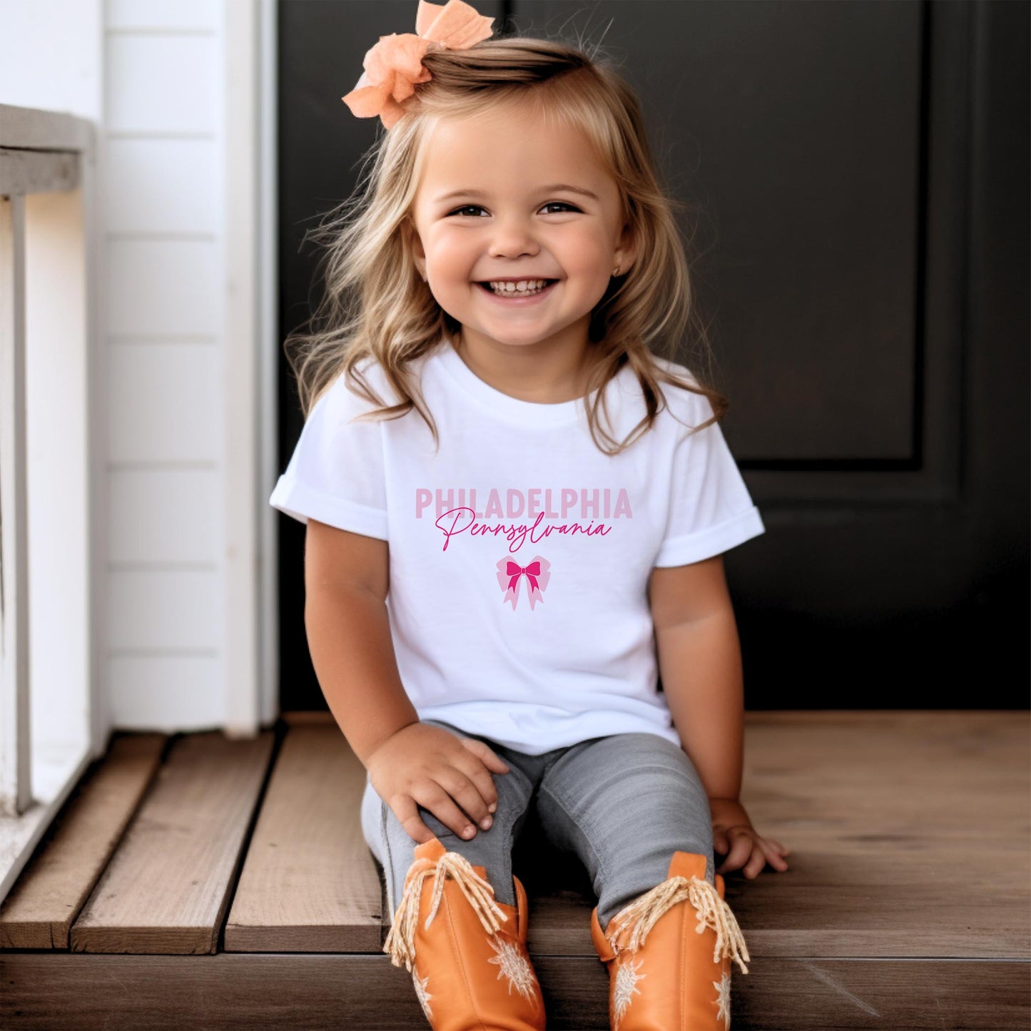 Bella Canvas Youth T-Shirt White-Love+Local Bonita Bows -1