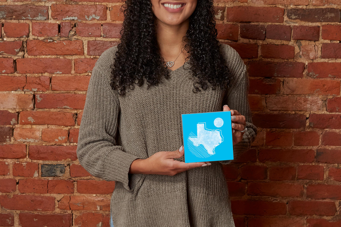 Bright Modern Geometric On Blue Texas | Wood Block | Eaches | Min 4
