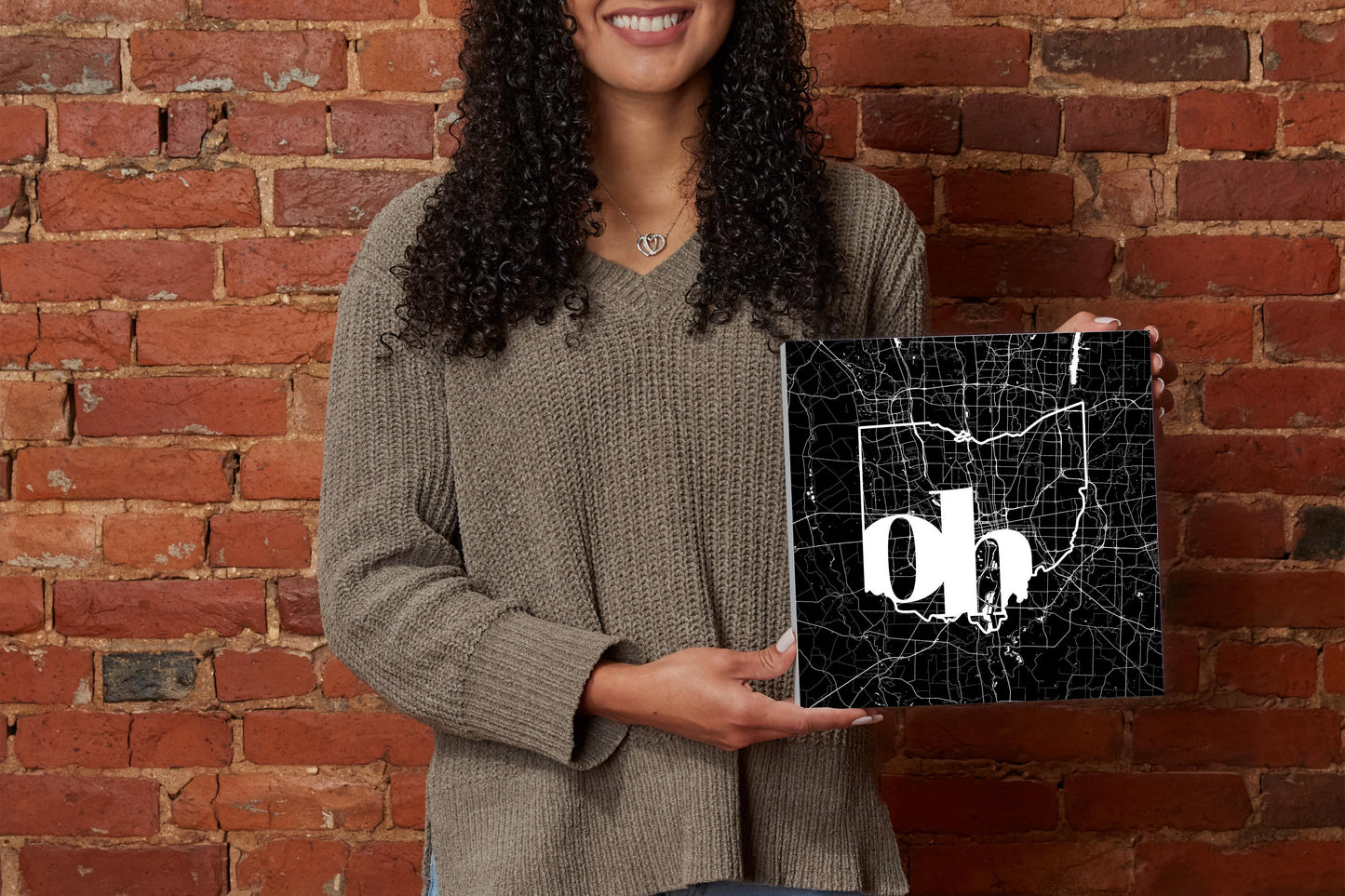 Black And White Abbreviated State Map Black Ohio Columbus | Wood Block | Eaches | Min 2