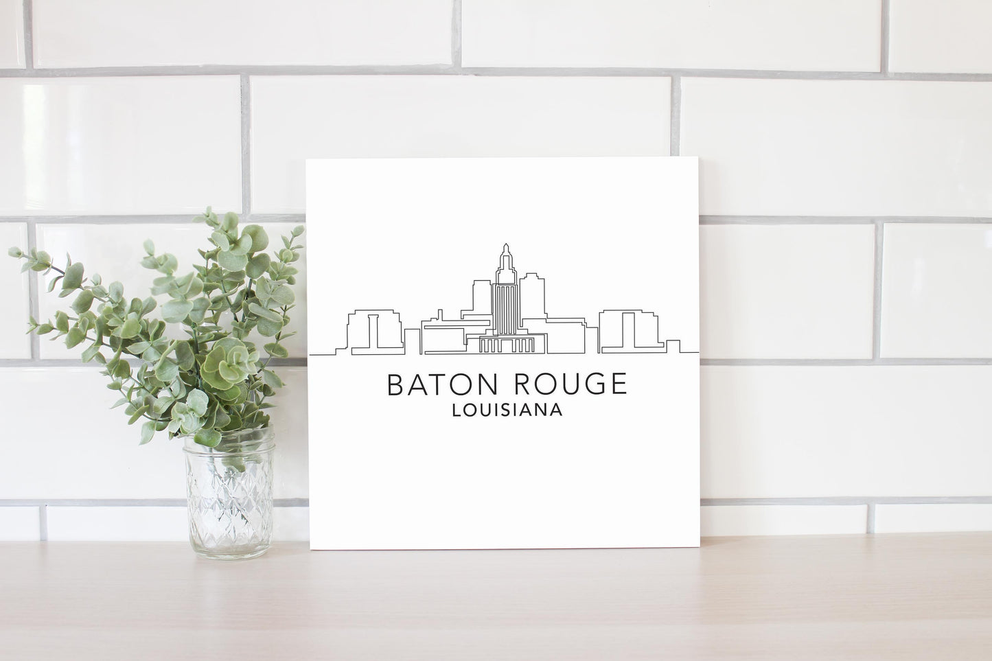 Minimalistic Baton Rouge Skyline | Wood Sign | Eaches | Min 2