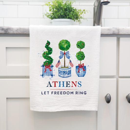 Tea Towel, Kitchen Decor, Patriotic Gift, Custom City/State