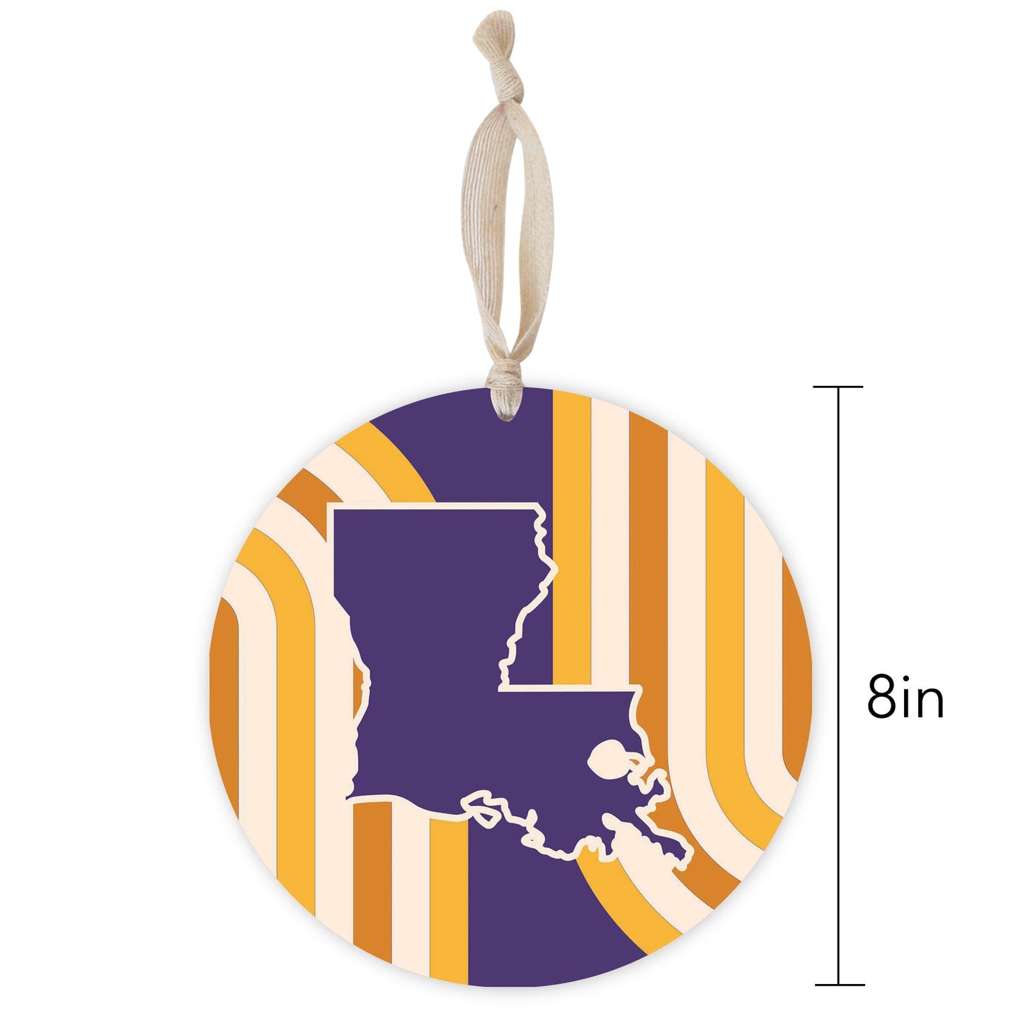 Purple Gold Louisiana Retro State Shape | Wood Ornament | Eaches | Min 1