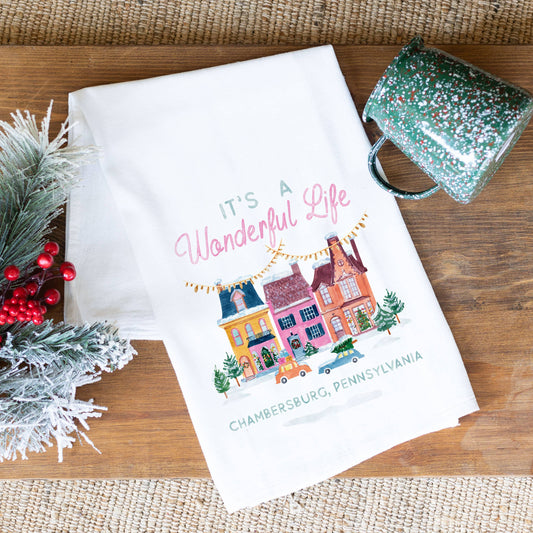 Custom City, Kitchen Decor, Tea Towel, Christmas, Souvenir