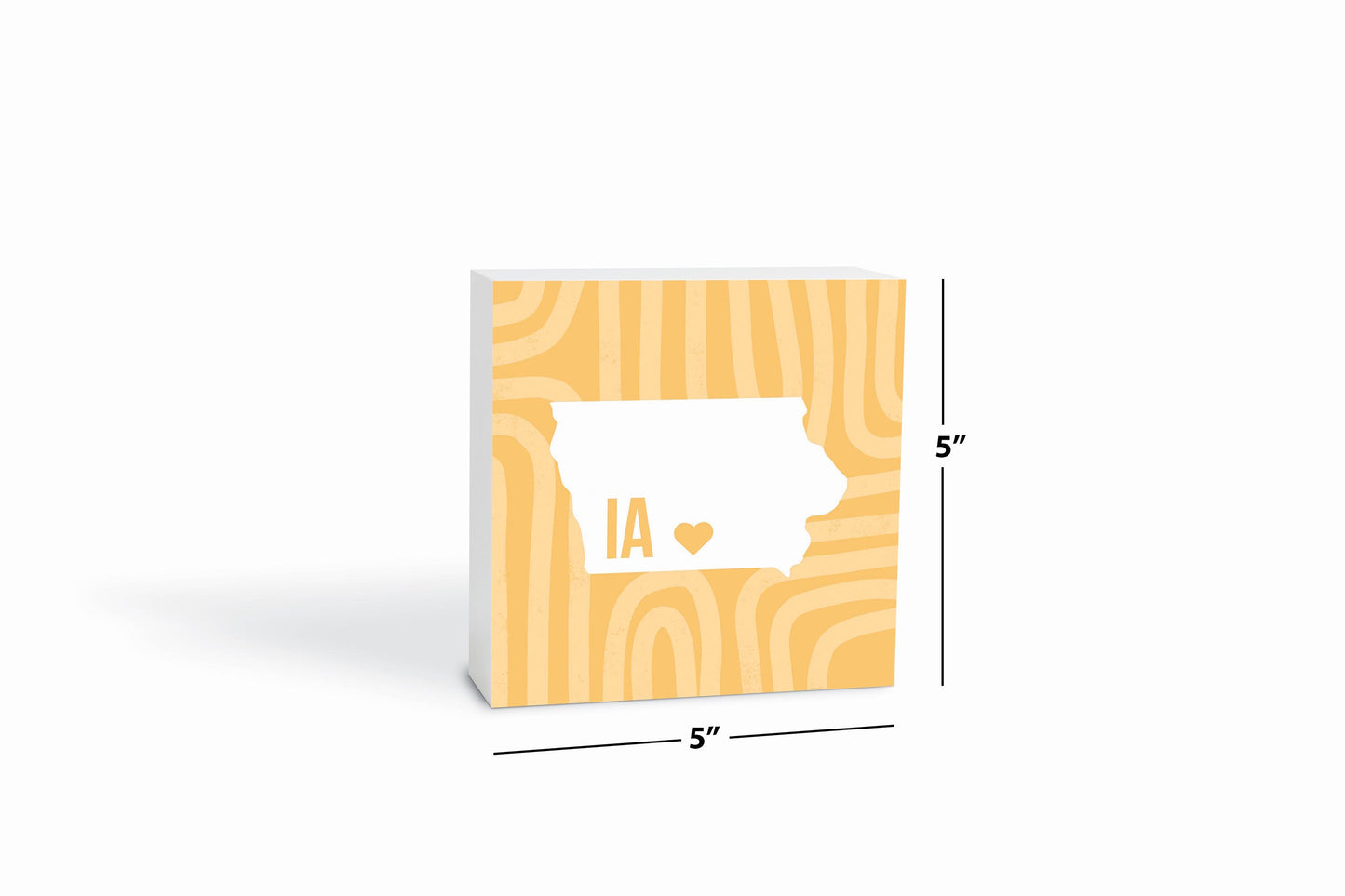 Boho Color Heart State On Yellow Iowa | Wood Block | Eaches | Min 4