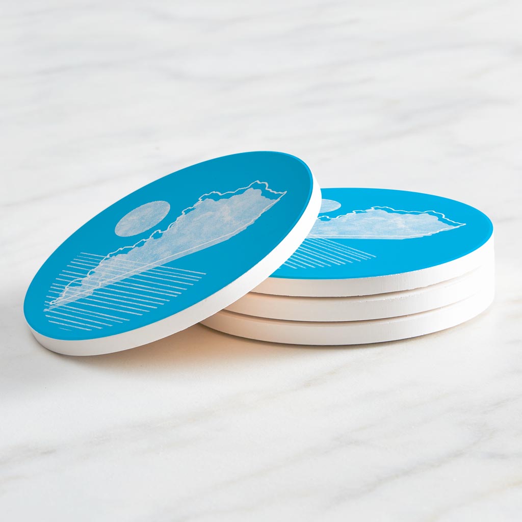 Bright Modern Geometric On Blue Kentucky| Absorbent Coasters | Set of 4 | Min 2
