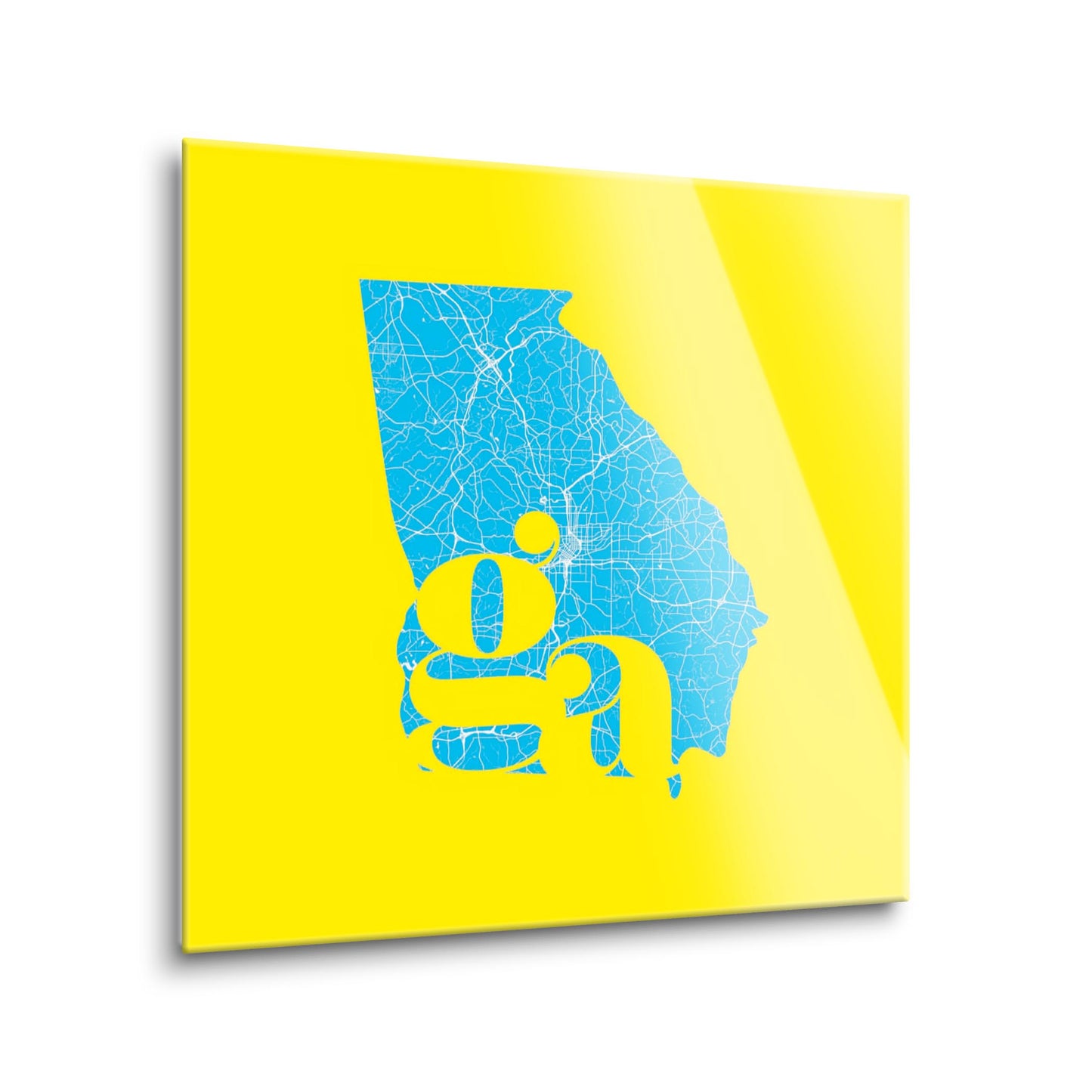 Bright Modern Abbreviated State Yellow Georgia | Hi-Def Glass Art | Eaches | Min 1