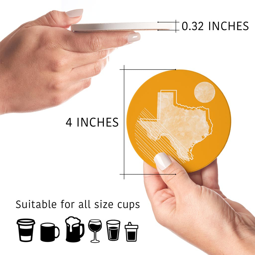 Bright Modern Geometric On Orange Texas | Absorbent Coasters | Set of 4 | Min 2