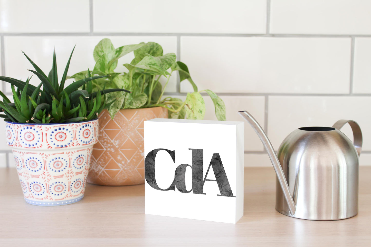 Minimalist B&W Idaho Cda White Initials | Wood Block | Eaches | Min 4