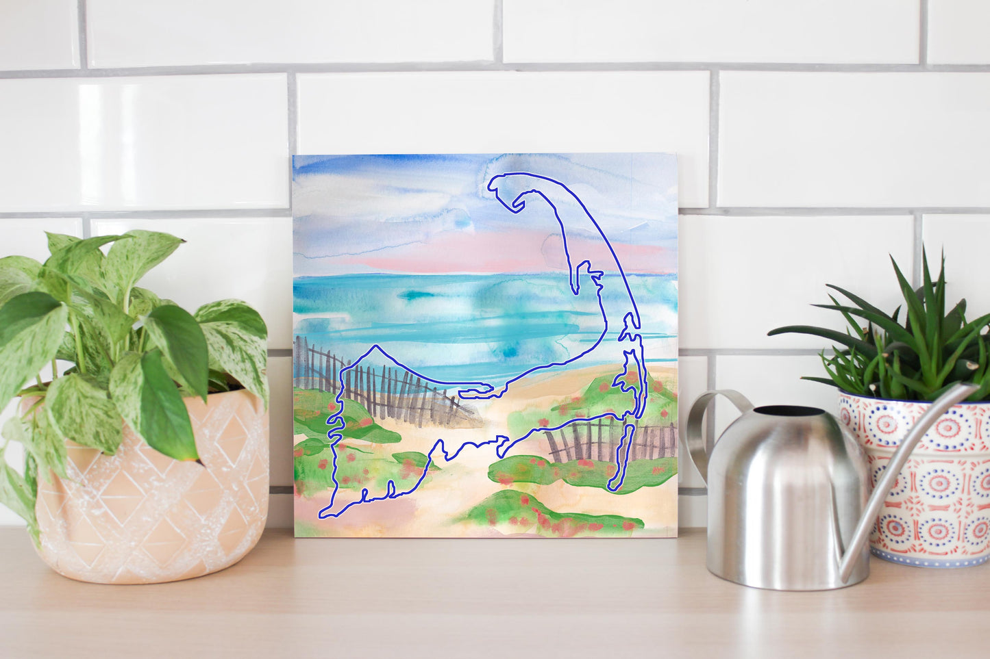 Watercolor Beach Scene | Wood Sign | Eaches | Min 2