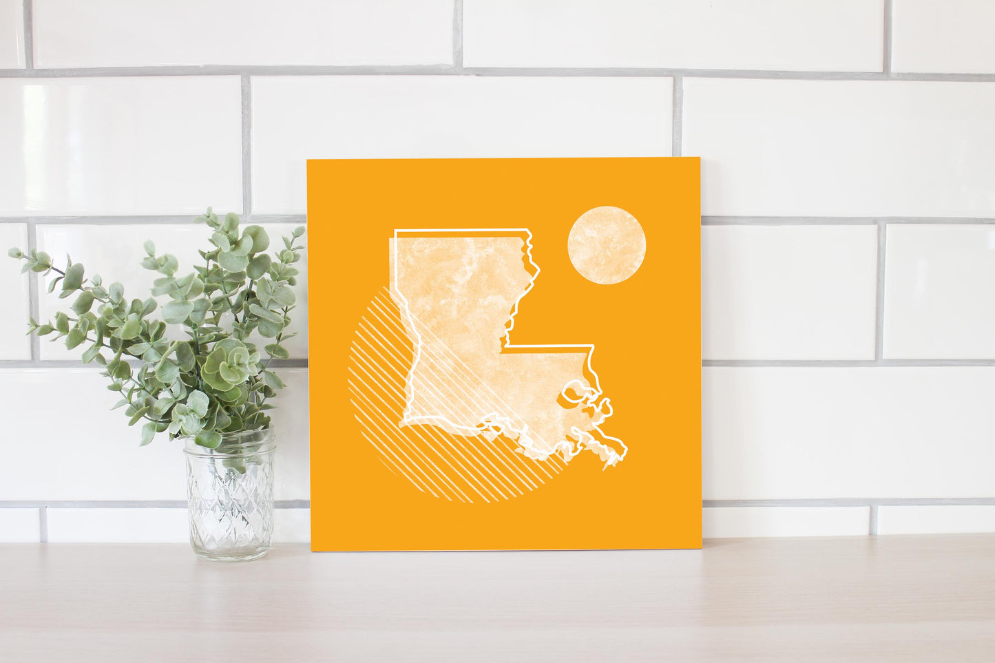 Bright Modern Geometric On Orange Louisiana | Wood Sign | Eaches | Min 2