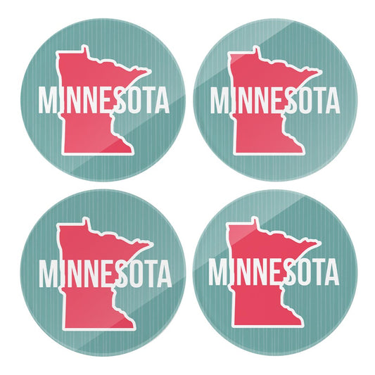 Boho Color State On Blue Minnesota | Hi-Def Glass Coasters | Set of 4 | Min 2