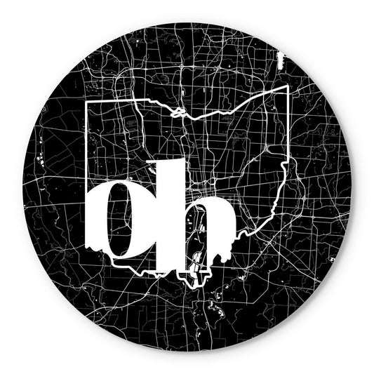 Black And White Abbreviated State Map Black Ohio Columbus | Wood Sign | Eaches | Min 1