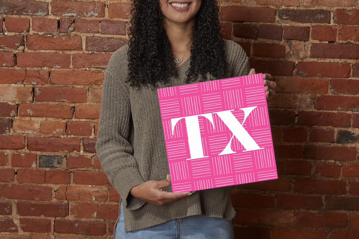 Bright Modern Abbreviated On Pink Texas | Wood Sign | Eaches | Min 2