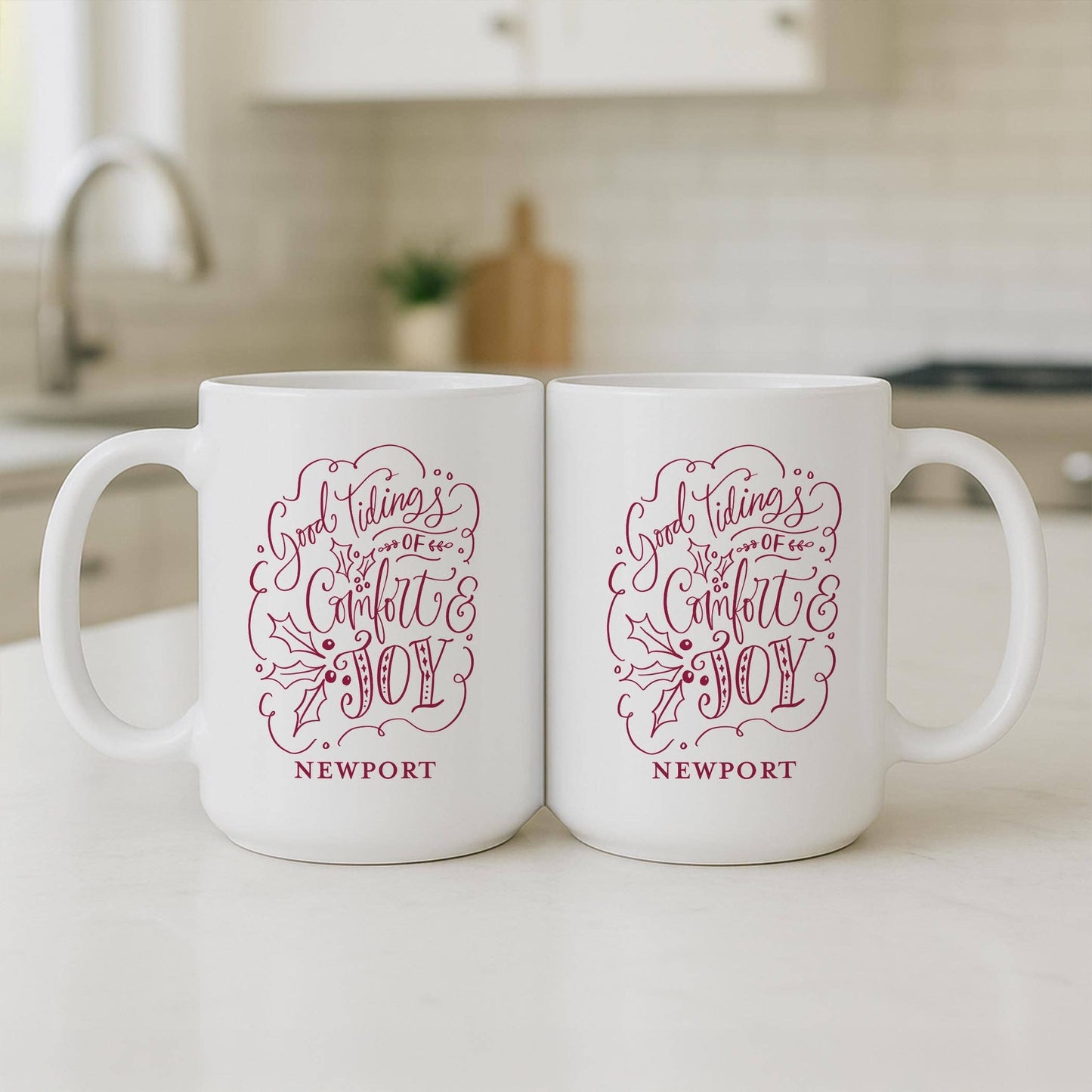 15oz Coffee Mug White-Love + Local Winterberry