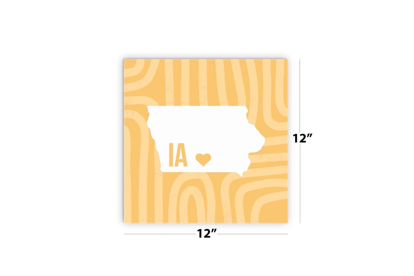 Boho Color Heart State On Yellow Iowa | Wood Sign | Eaches | Min 2