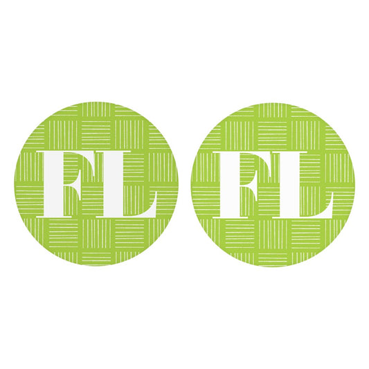Bright Modern Abbreviated On Green Florida | Absorbent Car Coasters | Set of 2 | Min 4
