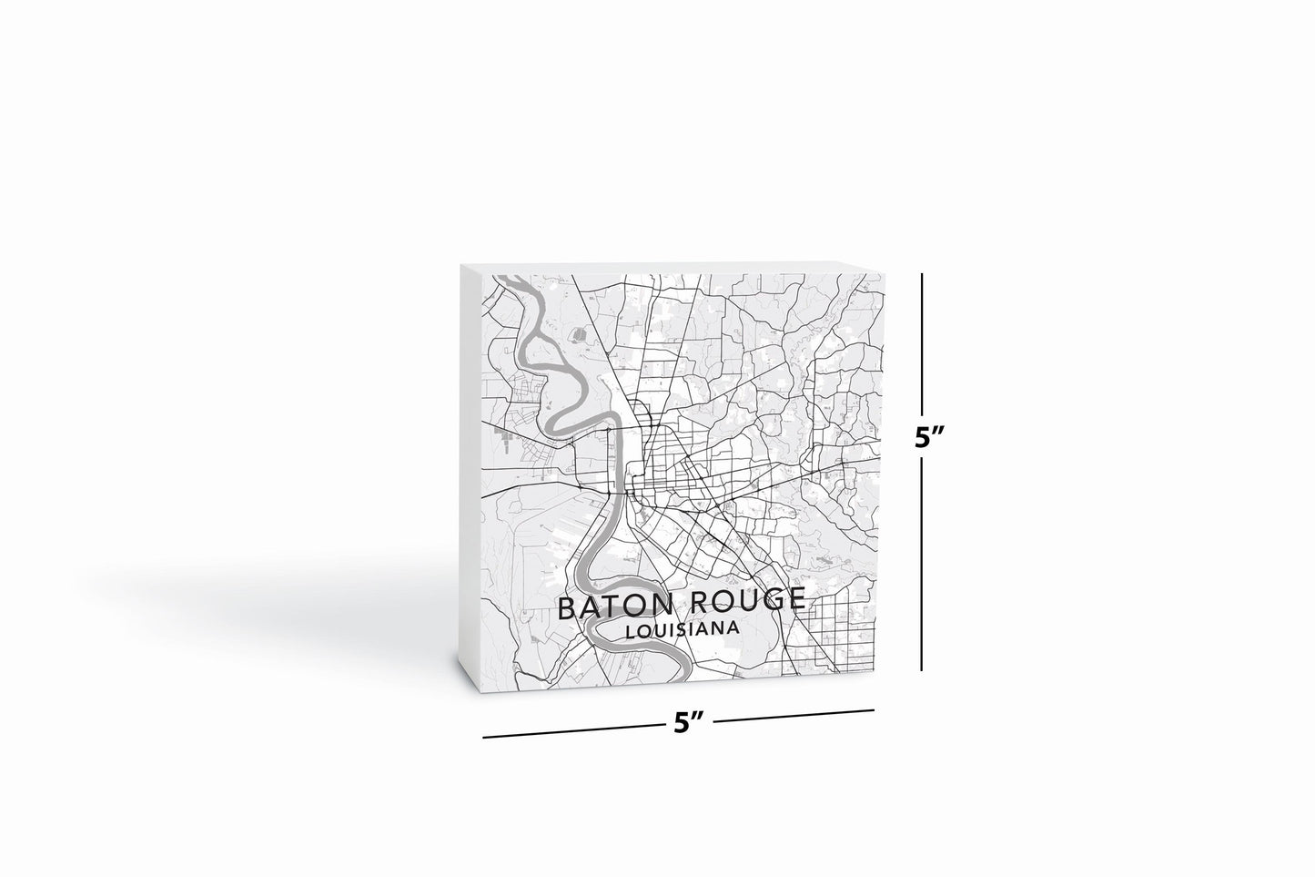 Minimalistic Baton Rouge White Map | Wood Block | Eaches | Min 4