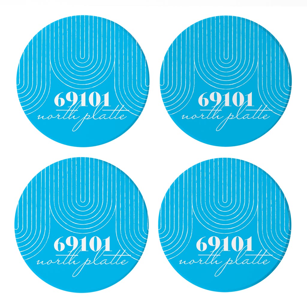 Bright Modern City Zip On Teal Nebraska North Platte | Absorbent Coasters | Set of 4 | Min 2
