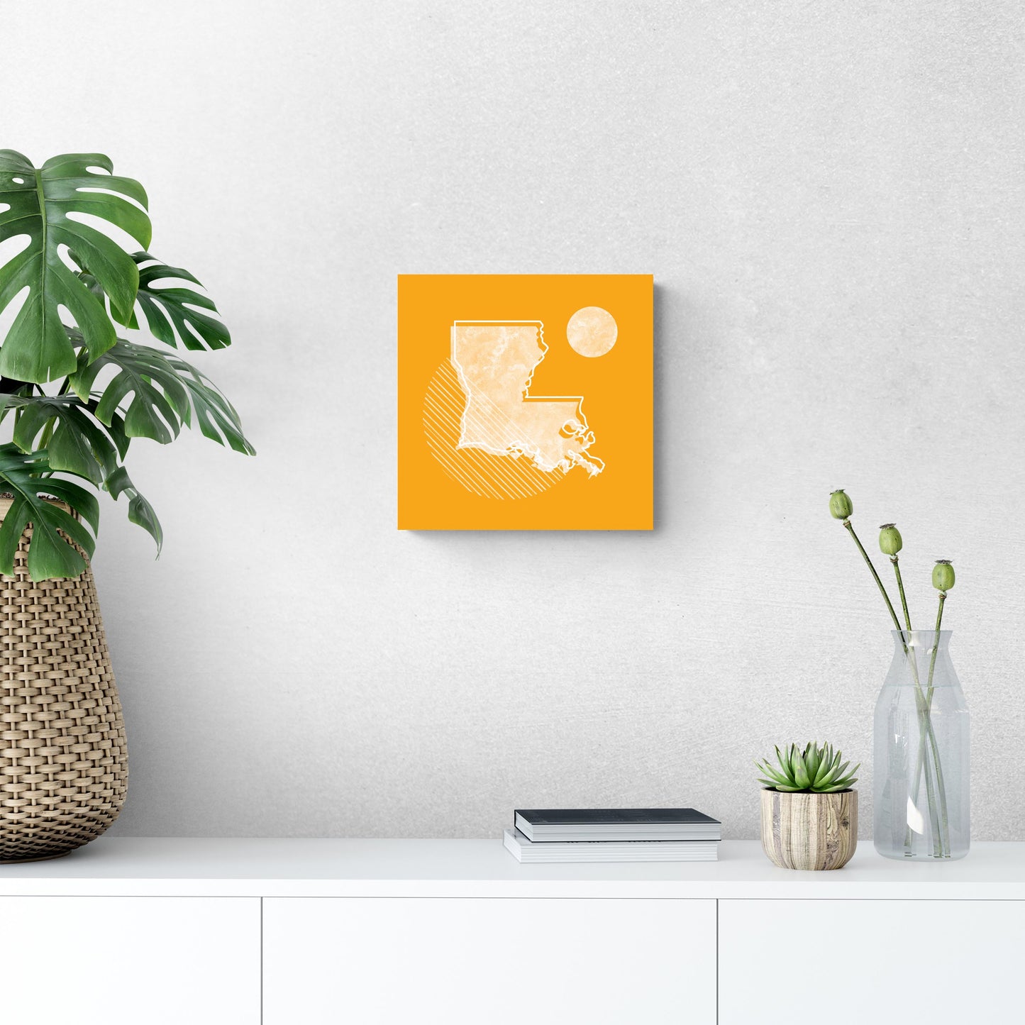 Bright Modern Geometric On Orange Louisiana | Wood Sign | Eaches | Min 2