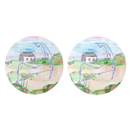 Watercolor Beach Cottage| Absorbent Car Coasters | Set of 2 | Min 4