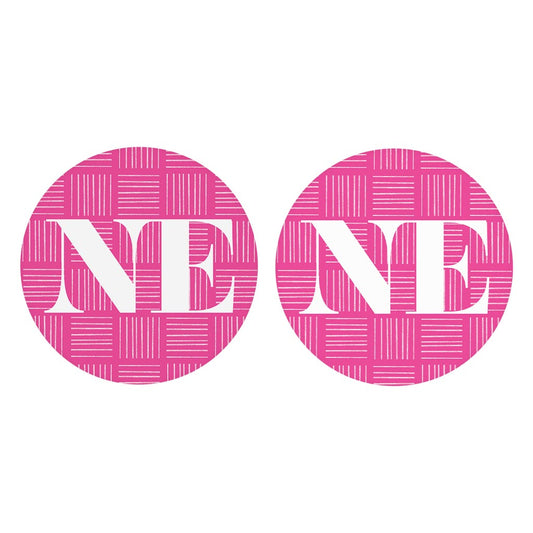 Bright Modern Abbreviated On Pink Nebraska| Absorbent Car Coasters | Set of 2 | Min 4