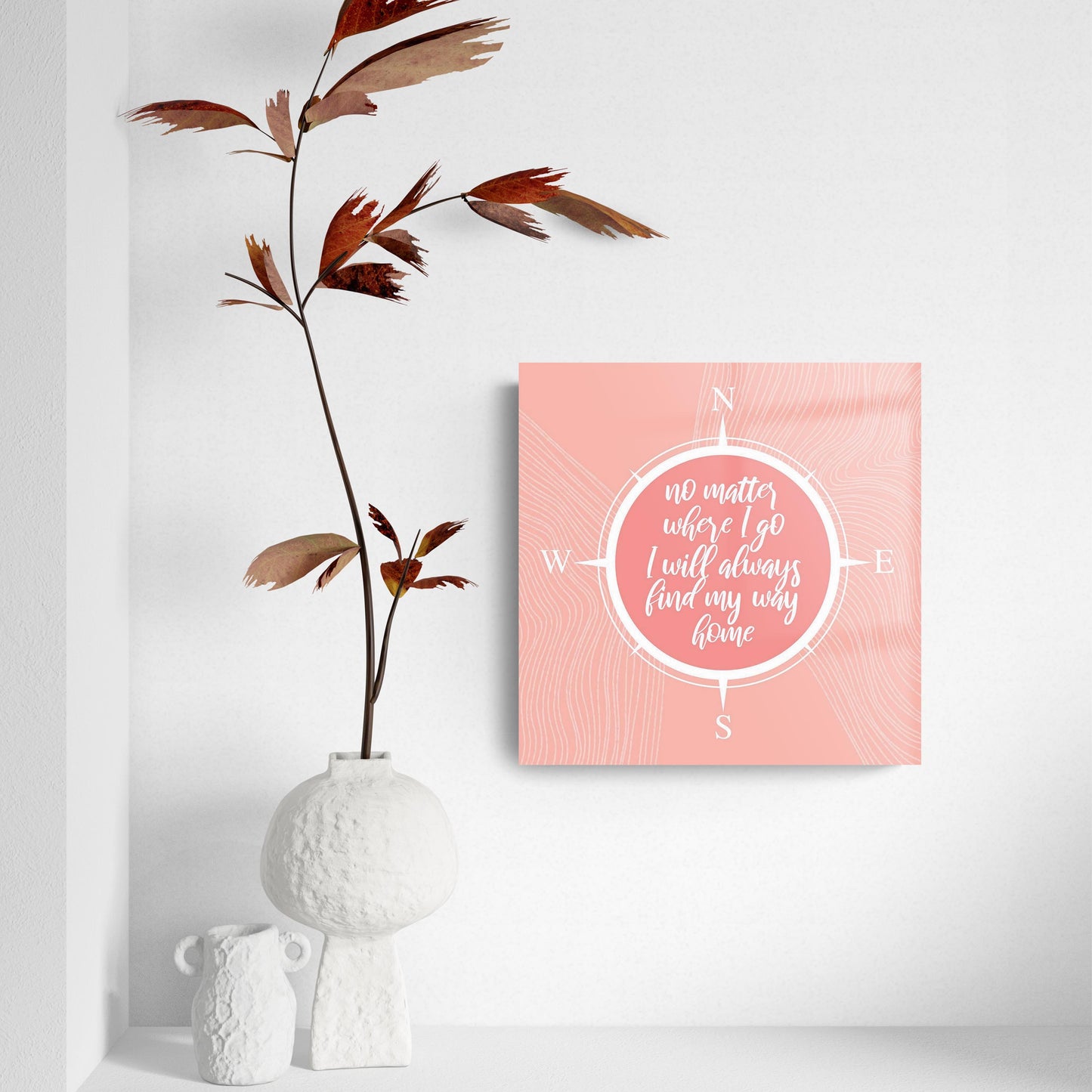 Boho Color Compass On Pink Quote | Hi-Def Glass Art | Eaches | Min 2