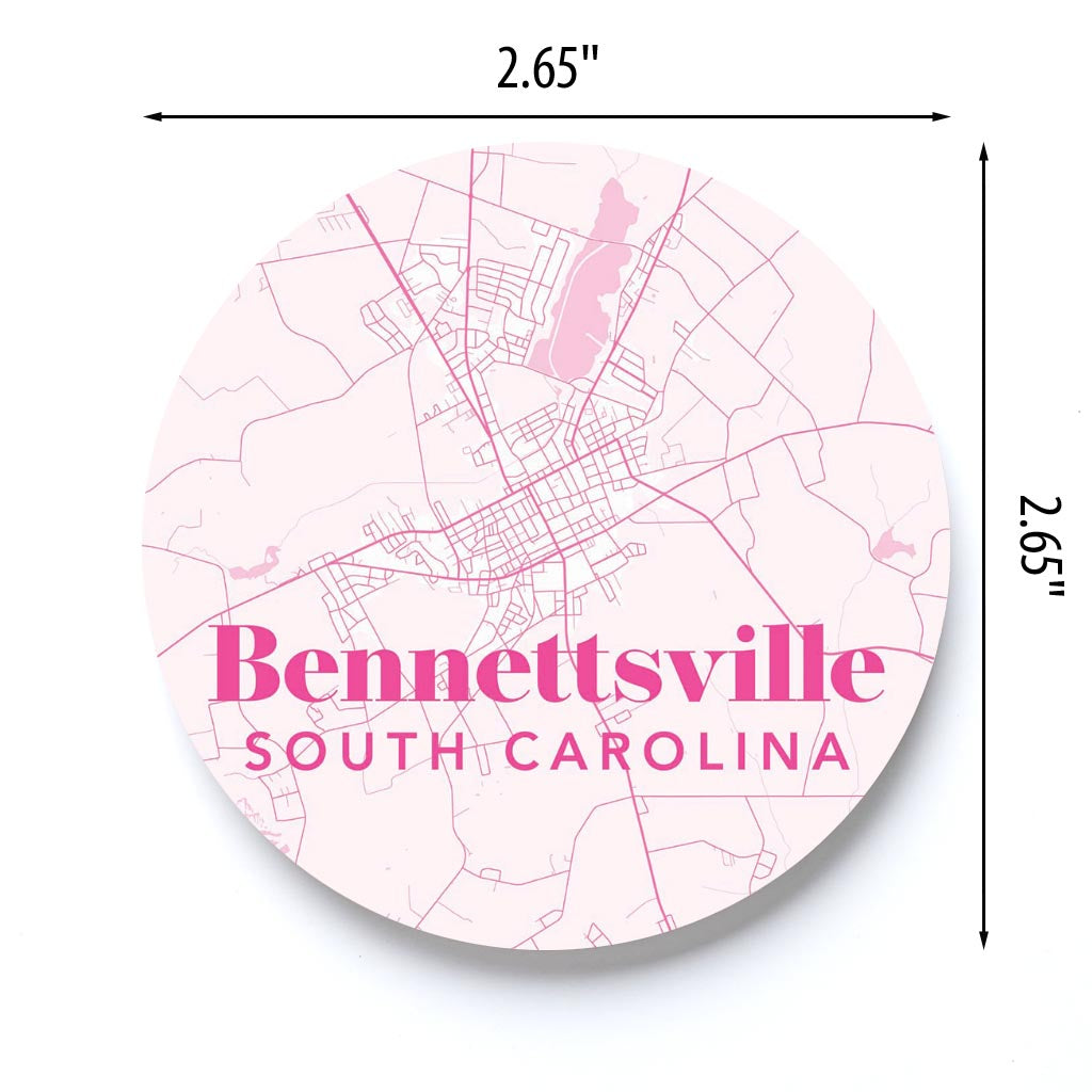 Bright Modern Pink Map Bennettsville SC | 2.65x2.65
