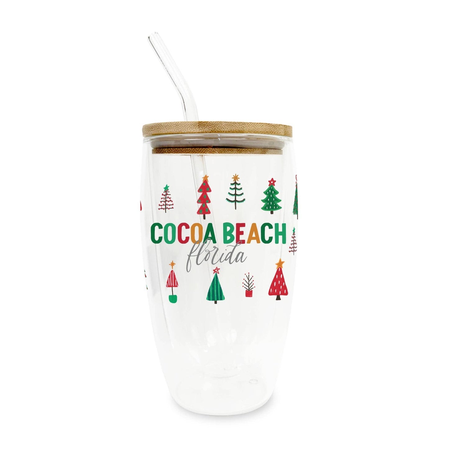 16oz Custom Insulated Glass Tumbler Christmas Trees