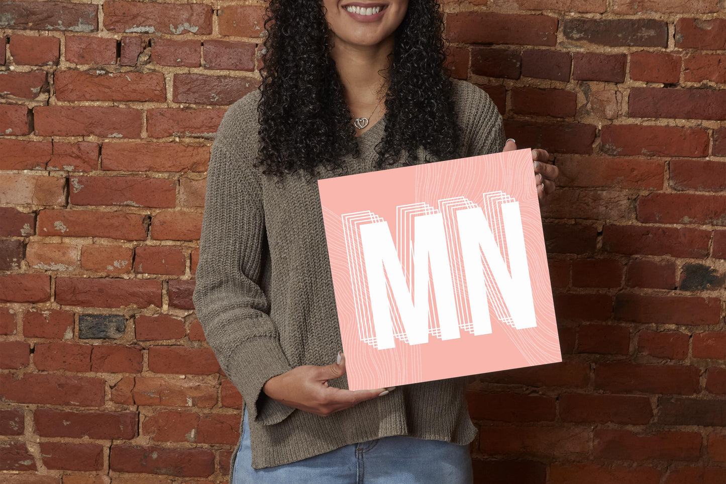 Boho Color Abbreviated On Pink Minnesota | Wood Sign | Eaches | Min 2