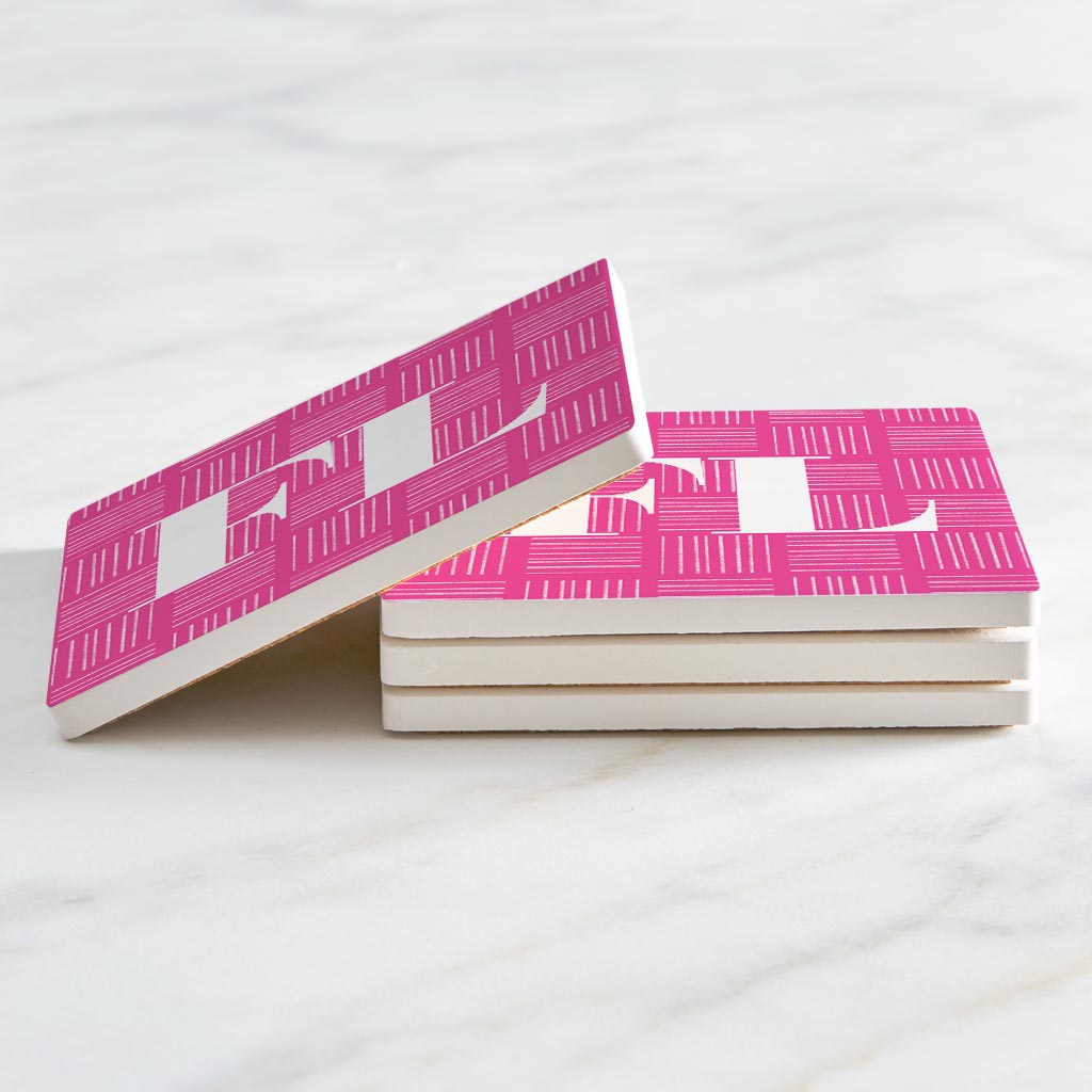 Bright Modern Abbreviated On Pink Florida | Absorbent Coasters | Set of 4 | Min 2