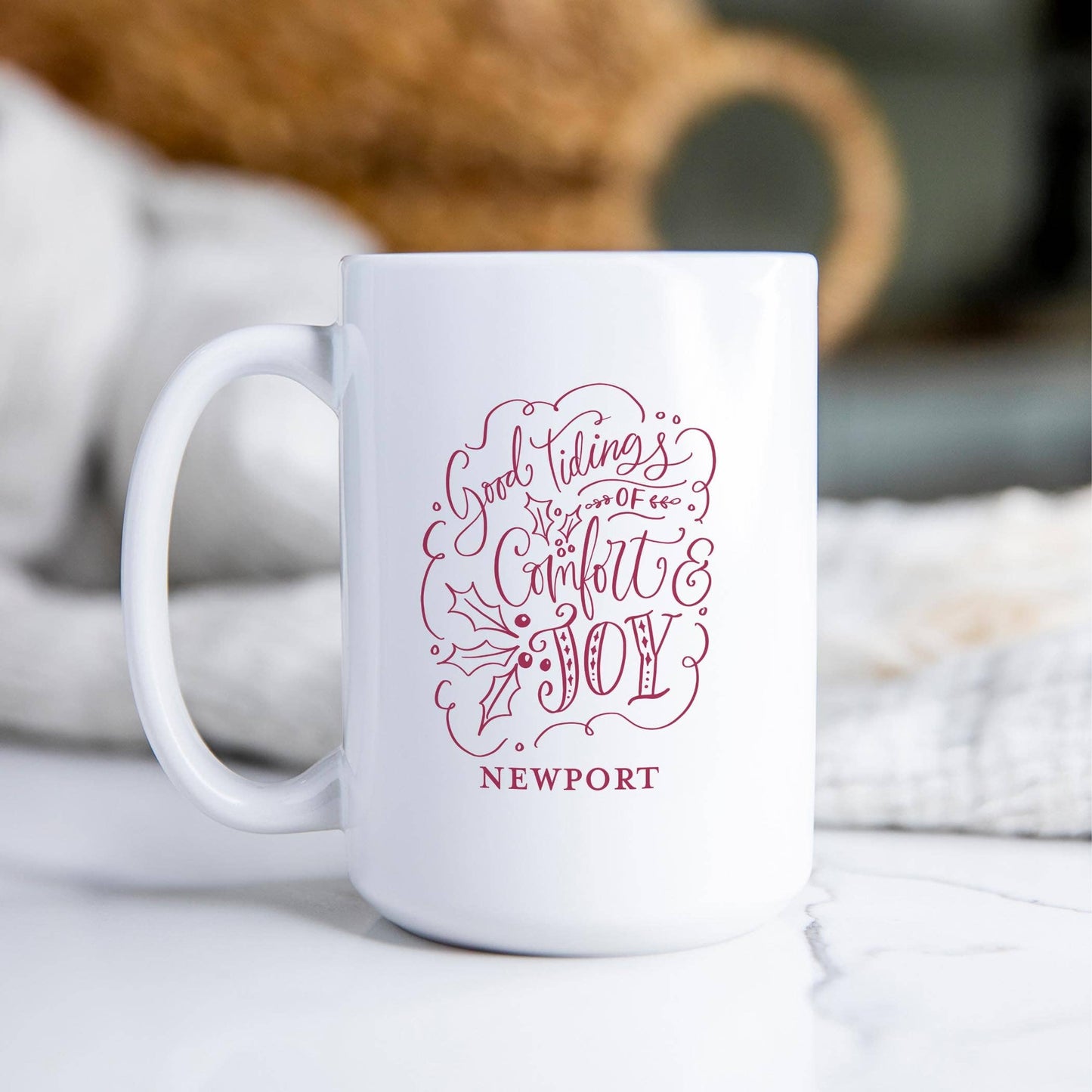 15oz Coffee Mug White-Love + Local Winterberry