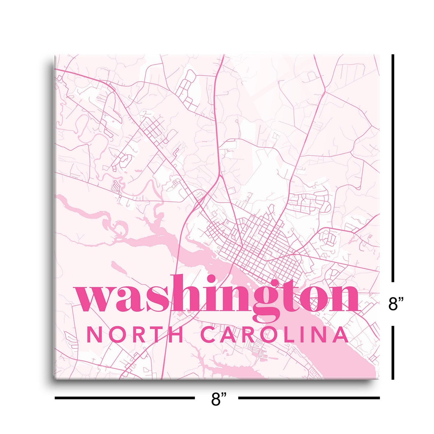 Bright Modern Pink Map North Carolina Washington| Hi-Def Glass Art | Eaches | Min 2