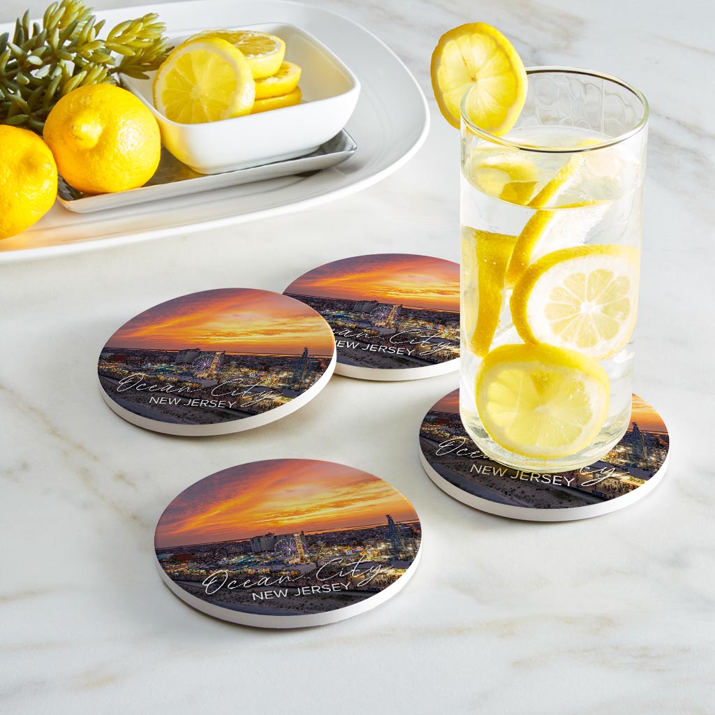 Playland Sunset Round Coaster | Absorbent Coasters | Set of 4 | Min 2