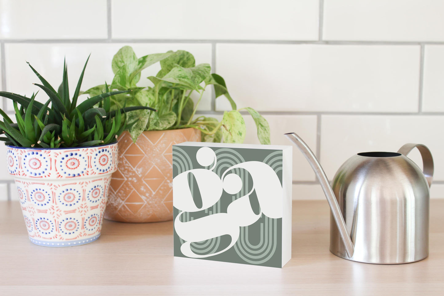 Vintage Groove Green Wave Lines Georgia Ga | Wood Block | Eaches | Min 4