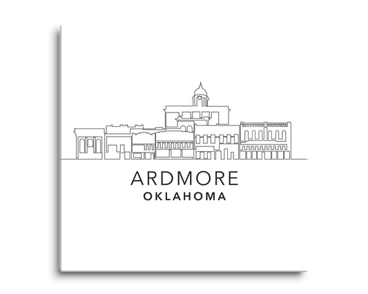 Minimalistic B&W Ardmore Ok Skyline | Hi-Def Glass Art | Eaches | Min 2