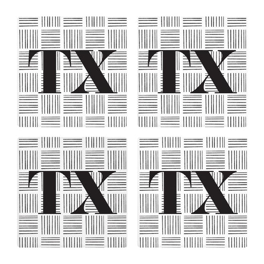 Black and White Abbreviated on White Texas