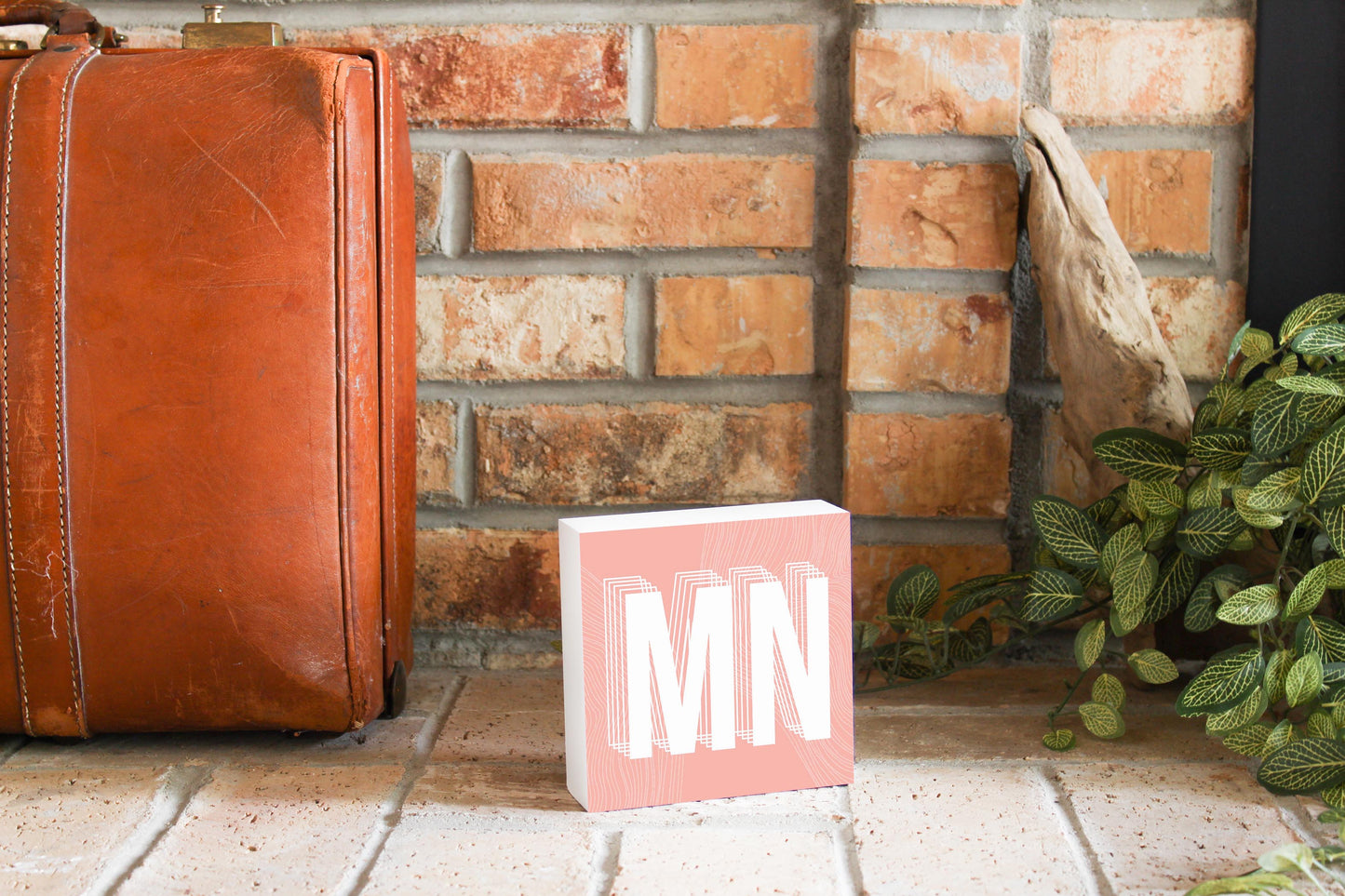 Boho Color Abbreviated On Pink Minnesota | Wood Block | Eaches | Min 4