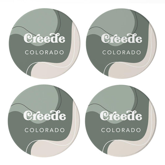 Vintage Groove Fluid Green Colorado Creede| Absorbent Coasters | Set of 4 | Min 2